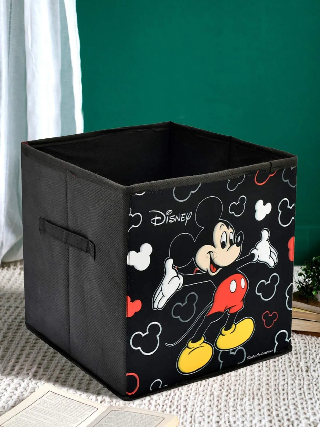 Kuber Industries Foldable Storage Basket|Square Toy Storage Bin|Side Grab Handle|Wardrobe, Closet Organizer (Multi) (Pack Of 2)
