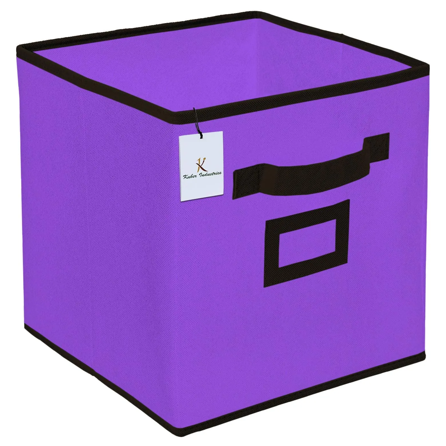 Kuber Industries Non Woven 2 Pieces Small Foldable Storage Organiser Cubes/Boxes (Coffee & Purple) - CTKTC035172