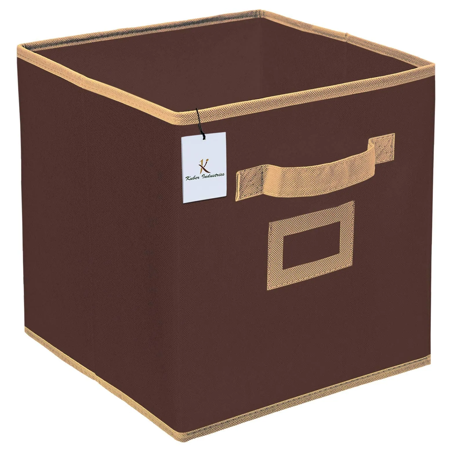 Kuber Industries Non Woven 2 Pieces Small Foldable Storage Organiser Cubes/Boxes (Coffee & Purple) - CTKTC035172