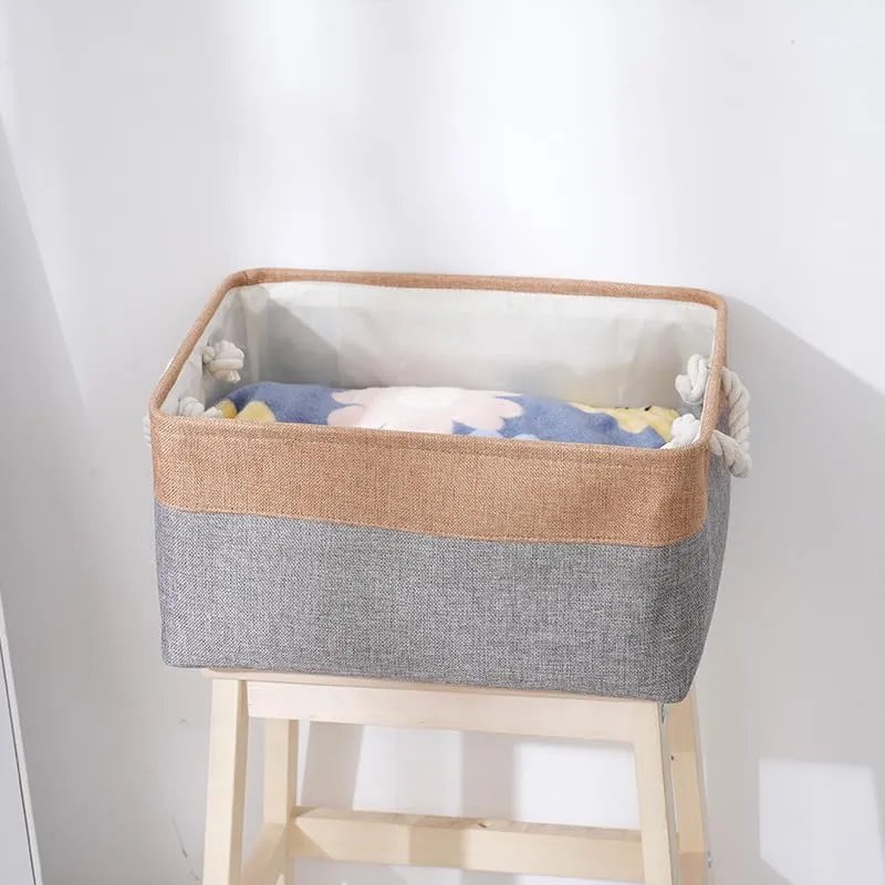 Kuber Industries Pack Of 6 Stackable Storage Basket|Foldable Toy Storage Bin|Wardrobe Organizer For Clothes|3 Different Sizes (Grey & Brown)