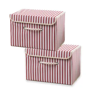Kuber Industries Small Foldable Storage Box With Lid|Toys Storage Bin|Wardrobe Organizer For clothes|Front Handle & Sturdy Pack Of-2 (Red)