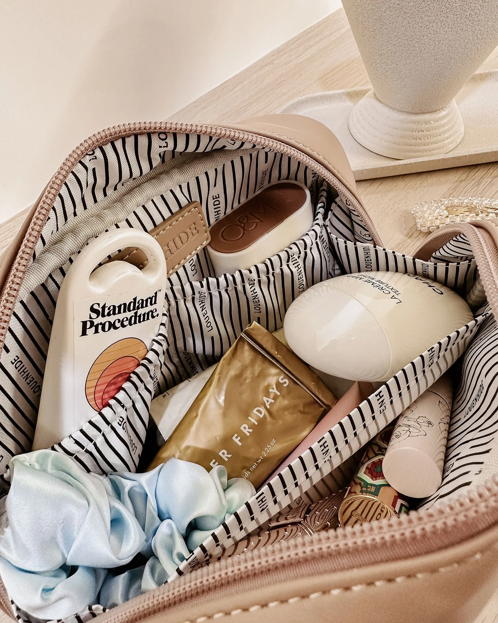 LACEY QUILTED COSMETIC CASE COFFEE