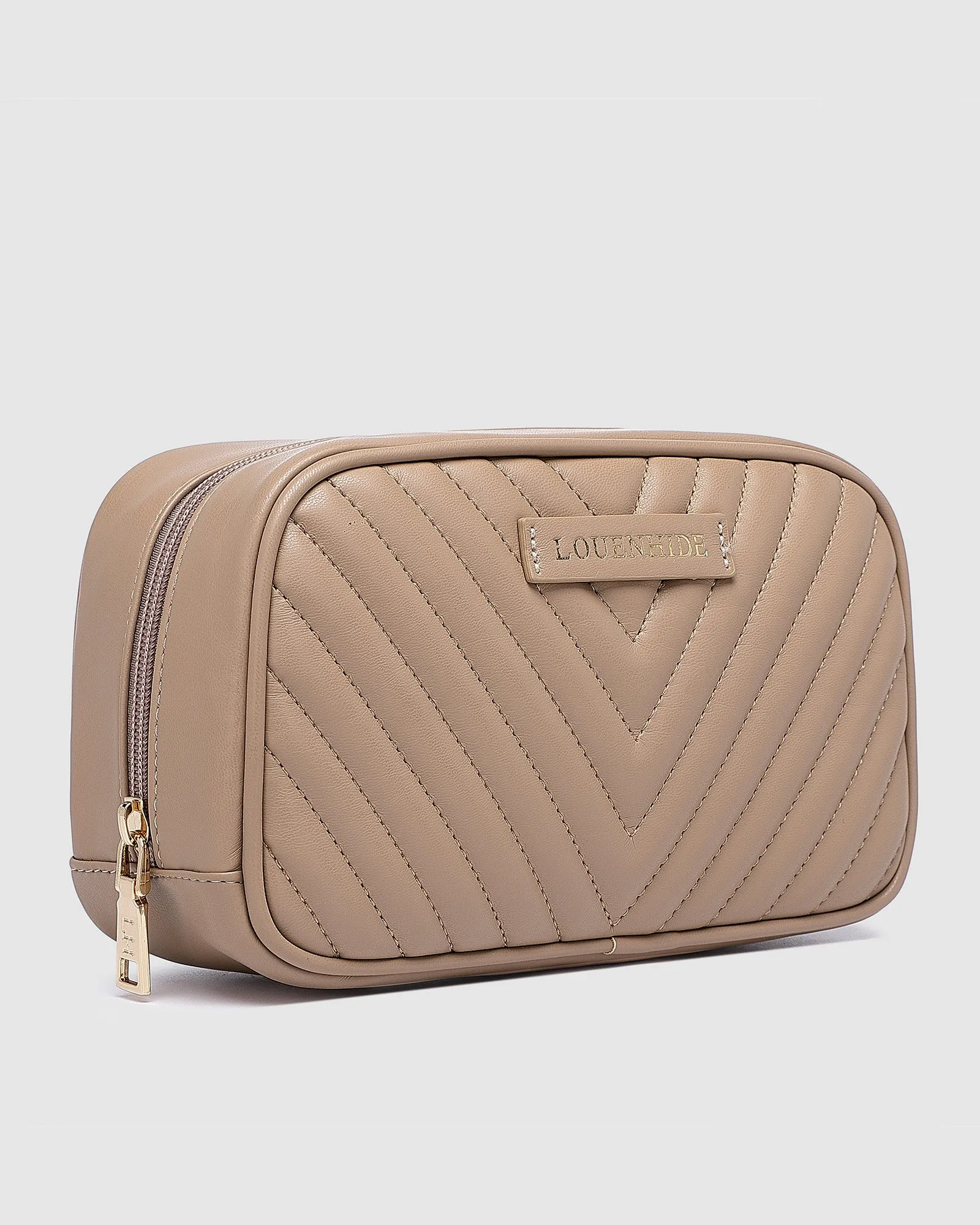 LACEY QUILTED COSMETIC CASE COFFEE
