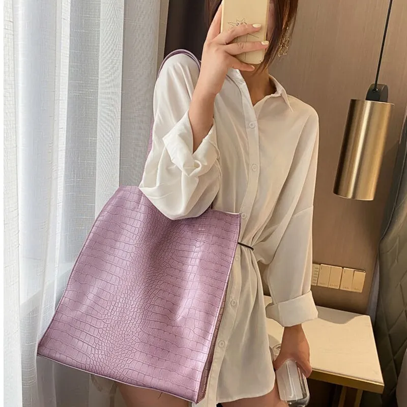 Large Capacity PU Leather Luxury Designer Top-handle Bags for Women Female Fashion Purses and Handbags High Quality Shoulder Bag