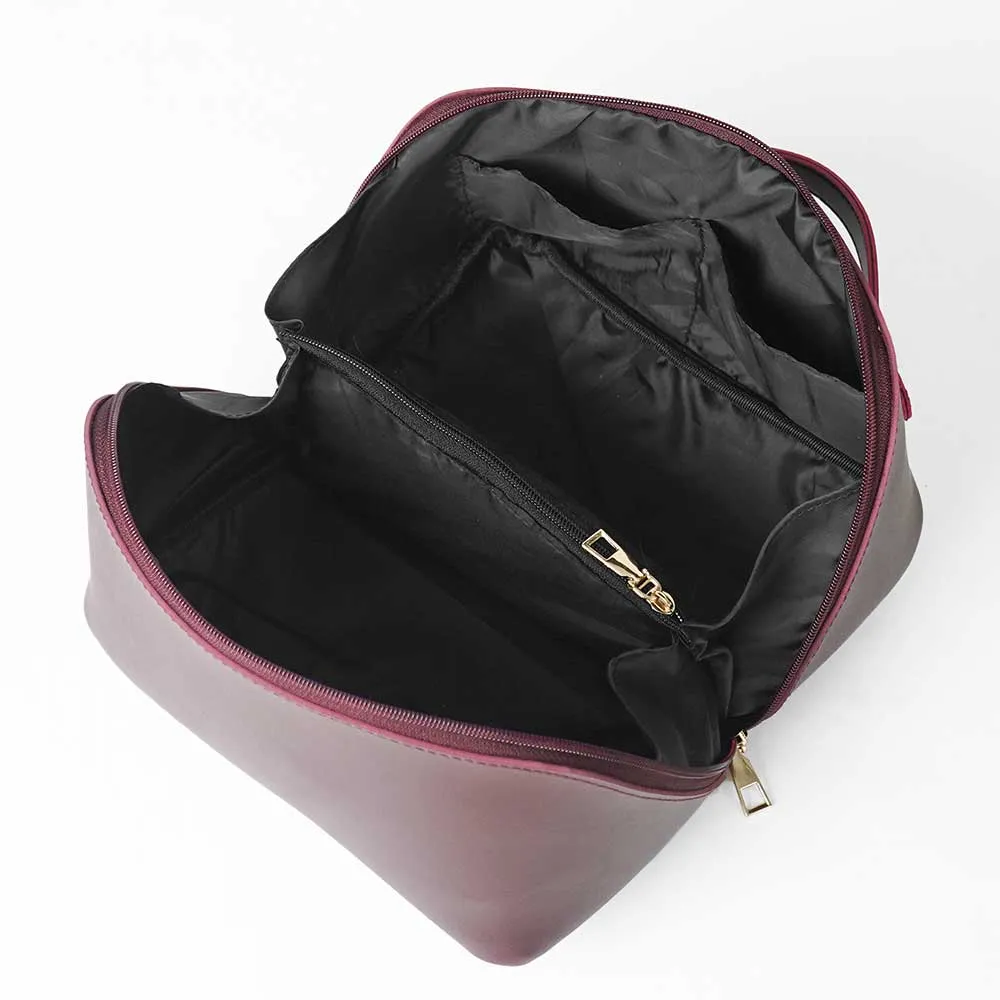 Large Capacity Travel Cosmetic Bag Maroon