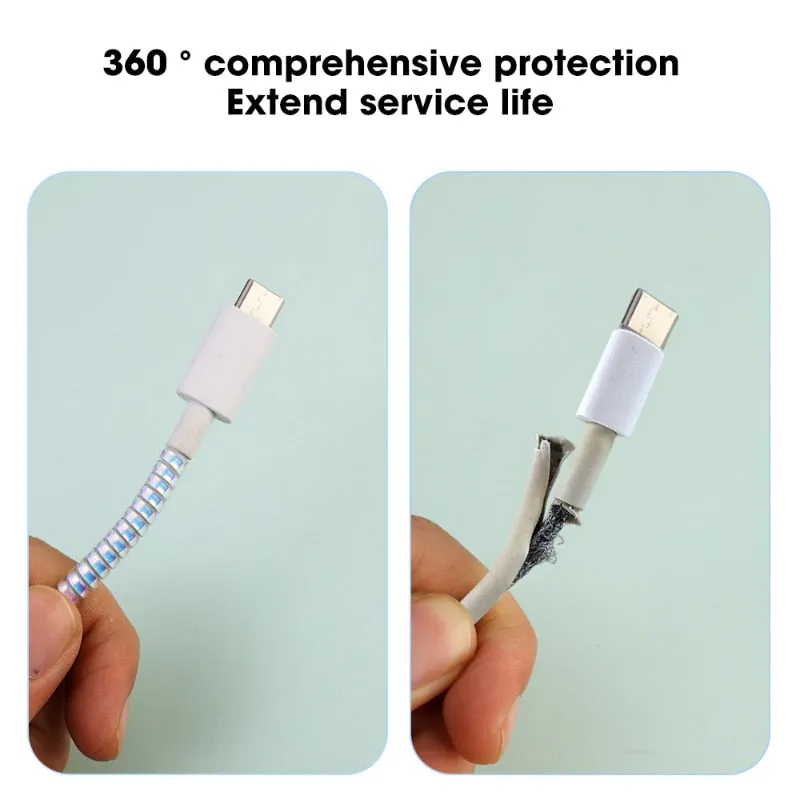 Laser Cable Organizer Universal Phone Charge Cord Earphone Line Spiral Sleeve USB Data Cable Protector for Iphone Samsung Xiaomi