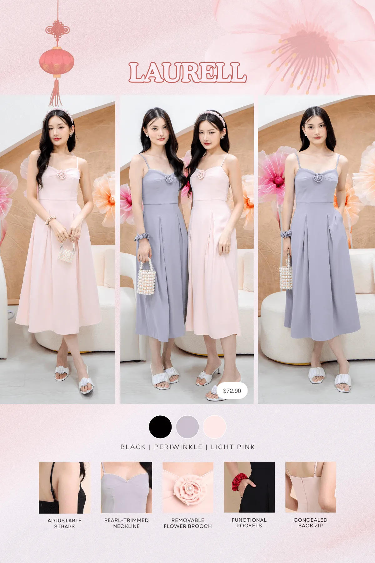 LAURELL EXQUISITE PEARL MAXI DRESS IN LIGHT PINK