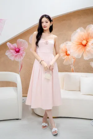 LAURELL EXQUISITE PEARL MAXI DRESS IN LIGHT PINK