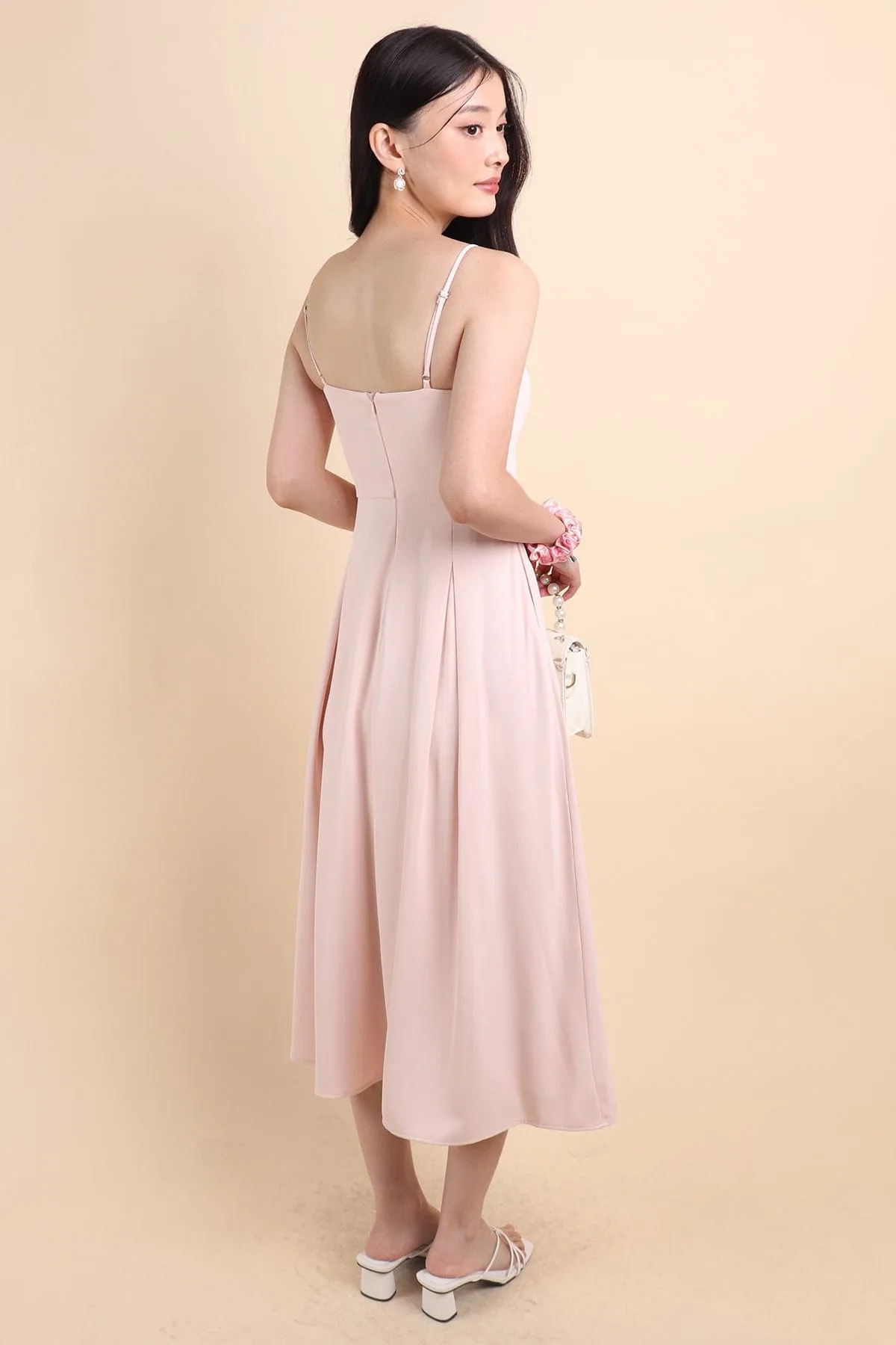 LAURELL EXQUISITE PEARL MAXI DRESS IN LIGHT PINK