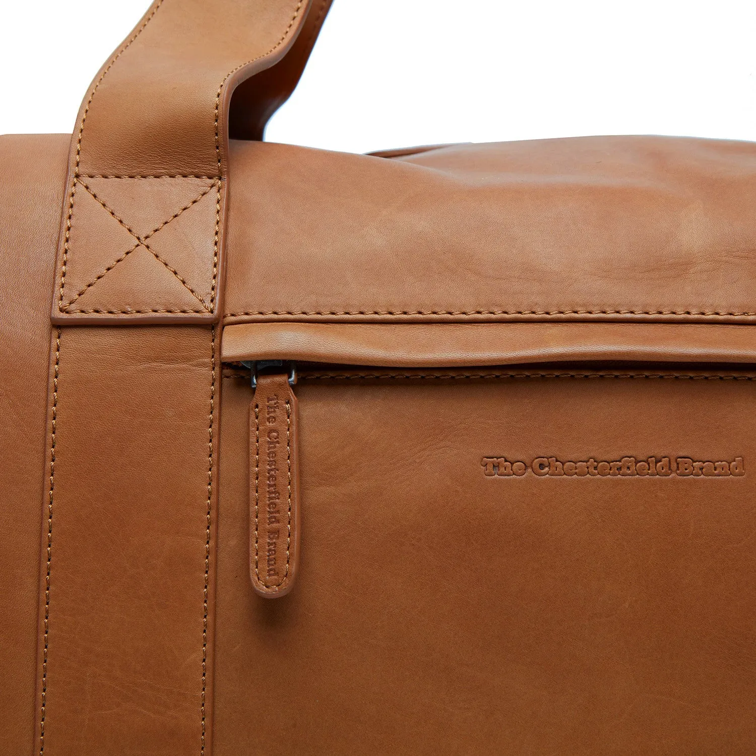 Leather Weekend Bag Cognac Hudson