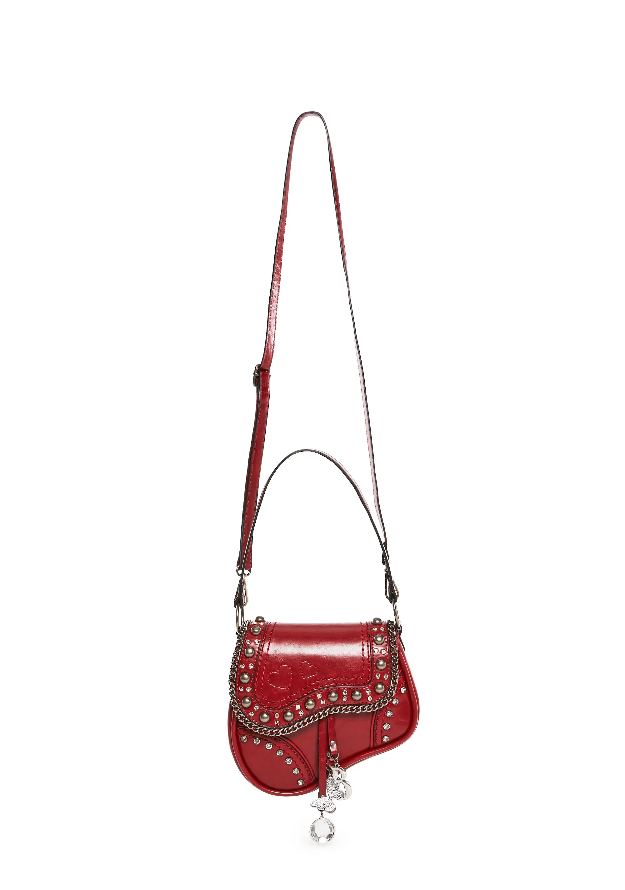 Livin' It Up Studded Saddle Bag - Red