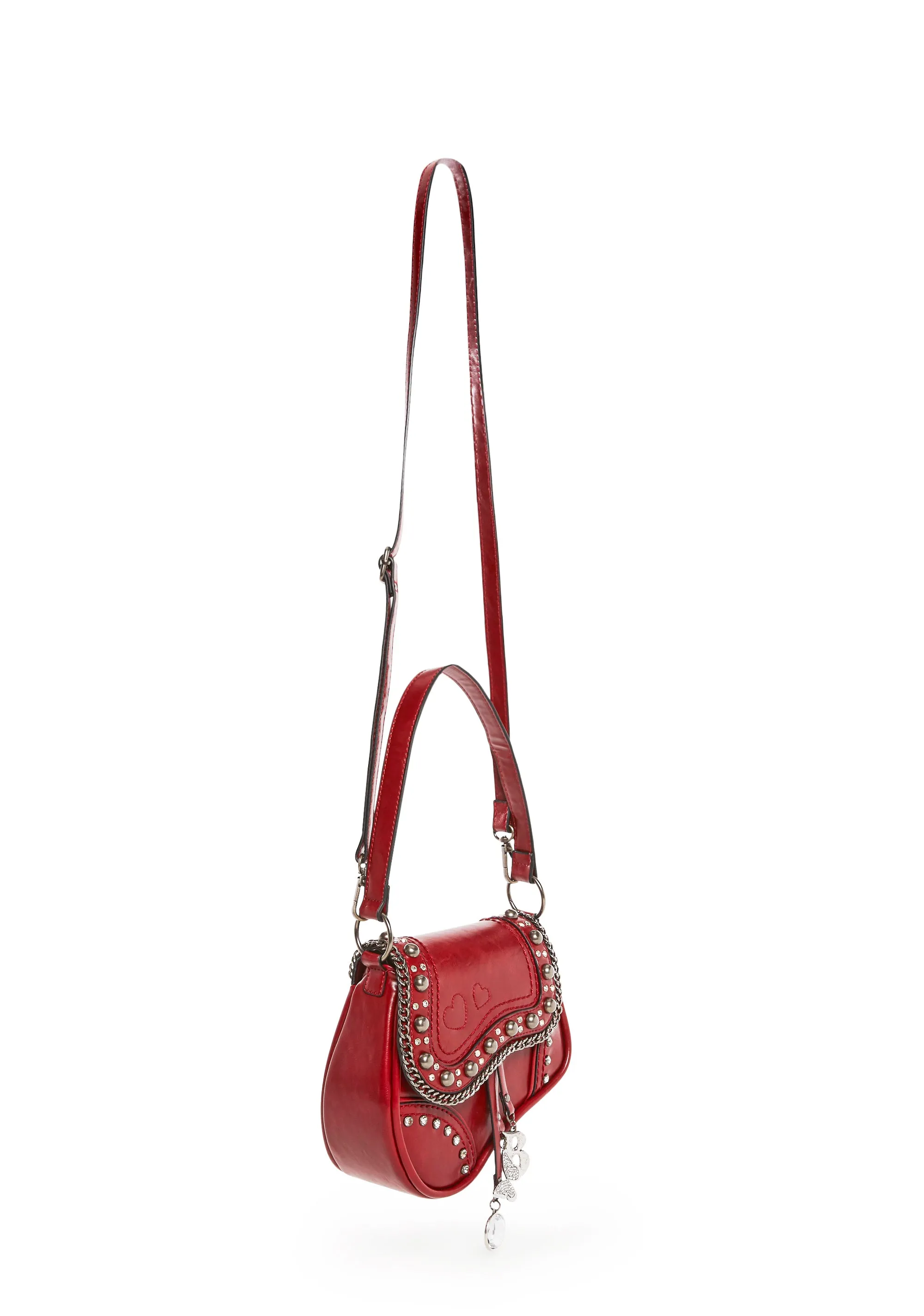 Livin' It Up Studded Saddle Bag - Red