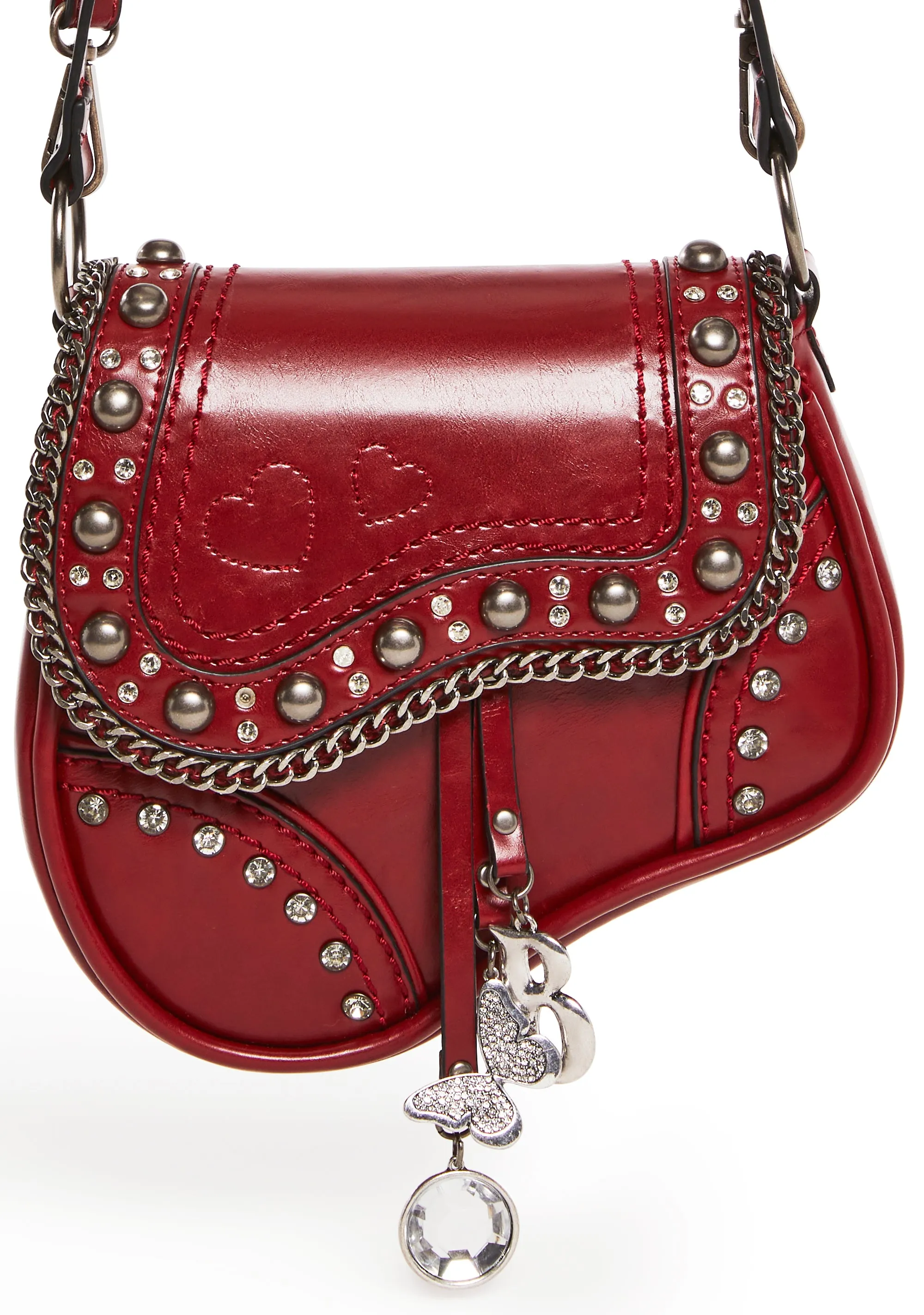 Livin' It Up Studded Saddle Bag - Red