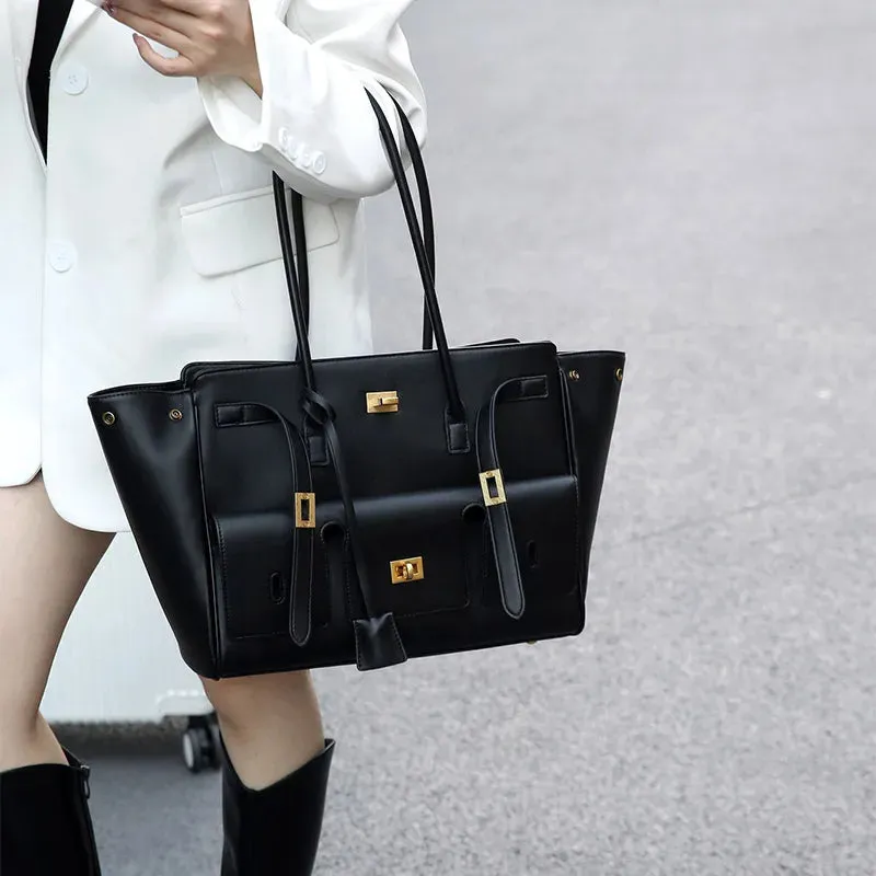 Luxury Lock Wings Tote Bag – Large Capacity Designer Shoulder Handbag