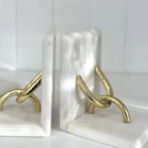 Marble and Brass Link Bookends