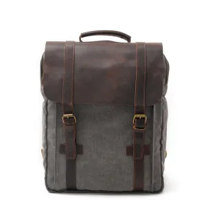 Men's Leisure Leather Canvas Traveling Backpack 6820