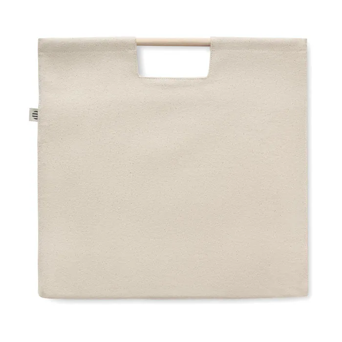 MERCADO TOP - Wooden handled Organic shopping canvas bag