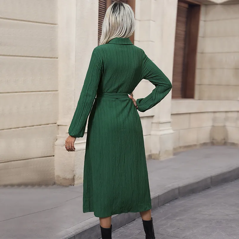 METAVERSMALL 2025  women's clothing New autumn fashion dress long-sleeved pit strip buckle women's skirt strap long skirt
