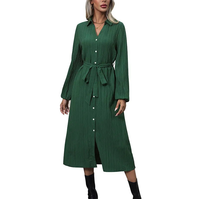 METAVERSMALL 2025  women's clothing New autumn fashion dress long-sleeved pit strip buckle women's skirt strap long skirt