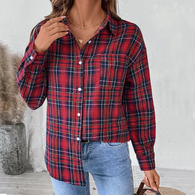 METAVERSMALL New  autumn new  2025 women's clothing retro casual plaid cardigan shirt jacket women