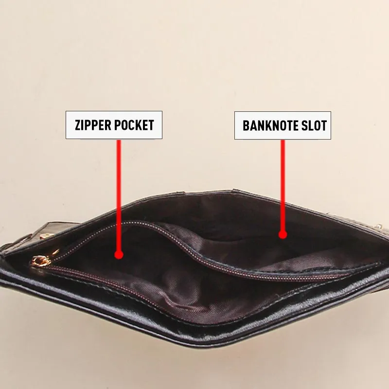 Multi-Slot Embroidery Vintage Genuine Leather Short Wallet