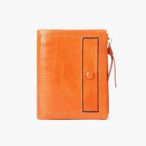 Multi-Slot Embroidery Vintage Genuine Leather Short Wallet