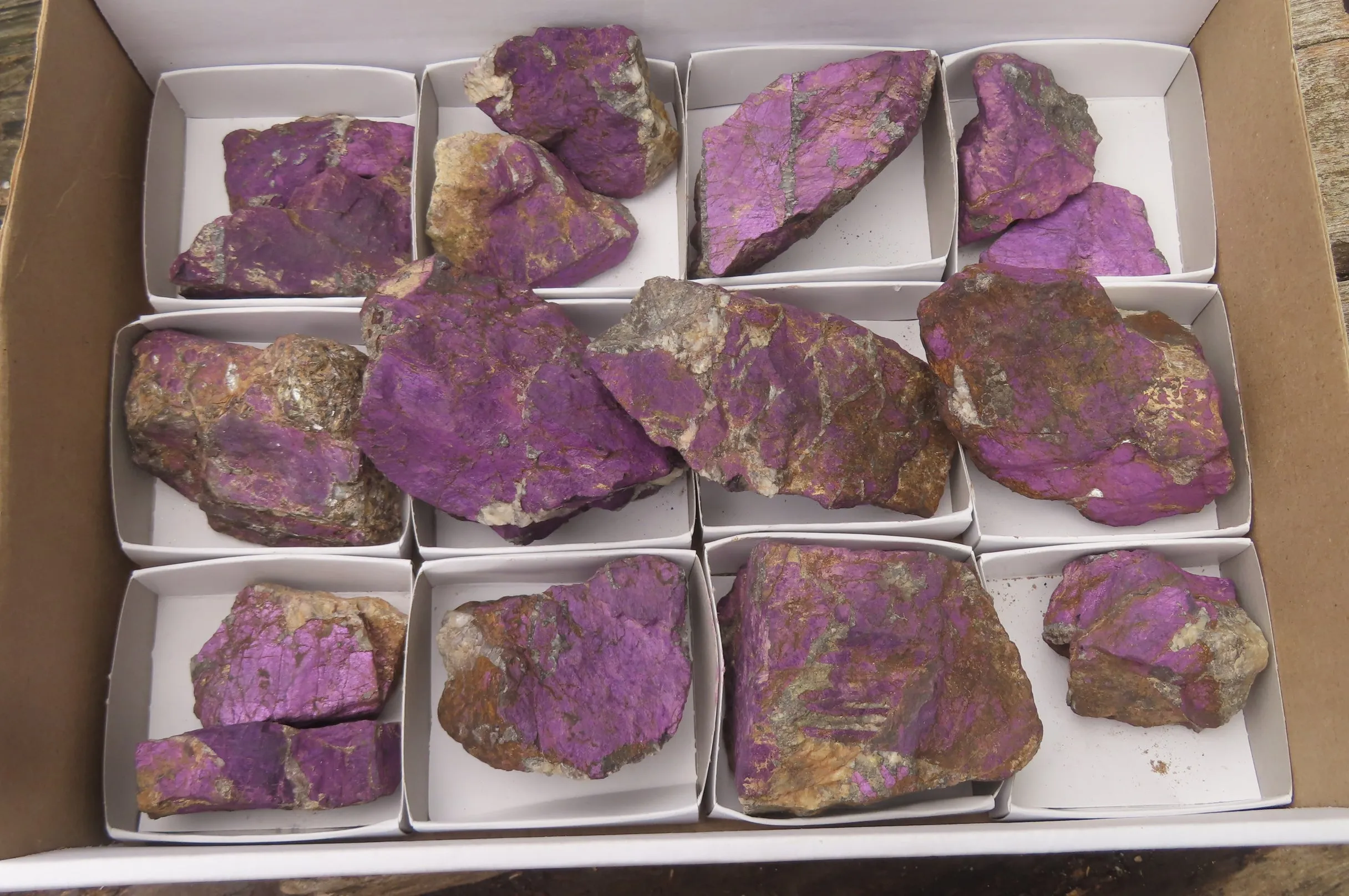Natural Metallic Purpurite Cobbed Specimens x 14 From Erongo, Namibia