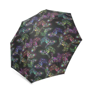 Neon Floral Wolves Foldable Umbrella