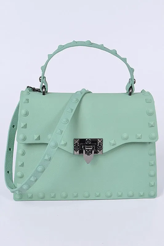 Orange Matte Finish Studded Convertible Jelly Bag