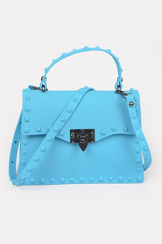 Orange Matte Finish Studded Convertible Jelly Bag