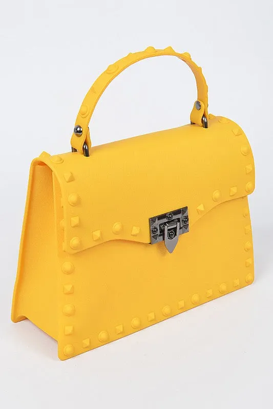 Orange Matte Finish Studded Convertible Jelly Bag