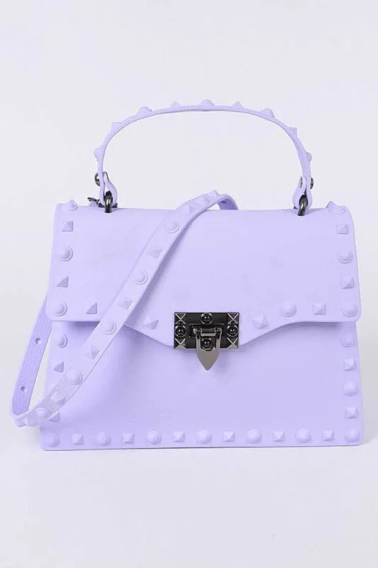 Orange Matte Finish Studded Convertible Jelly Bag