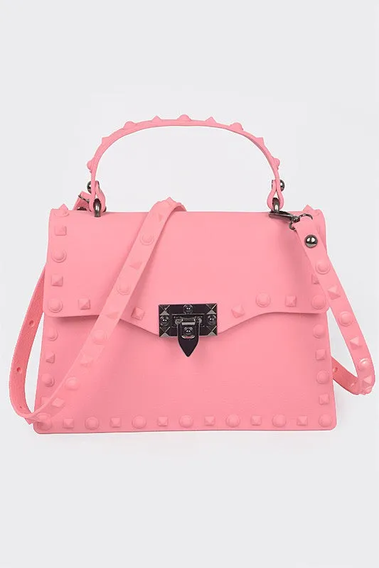 Orange Matte Finish Studded Convertible Jelly Bag