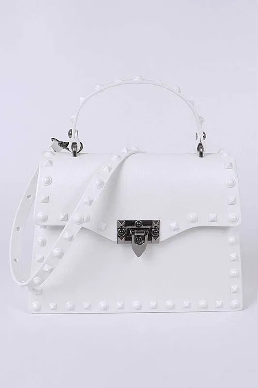 Orange Matte Finish Studded Convertible Jelly Bag