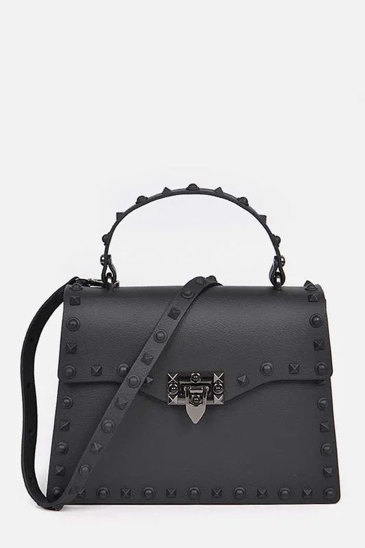 Orange Matte Finish Studded Convertible Jelly Bag