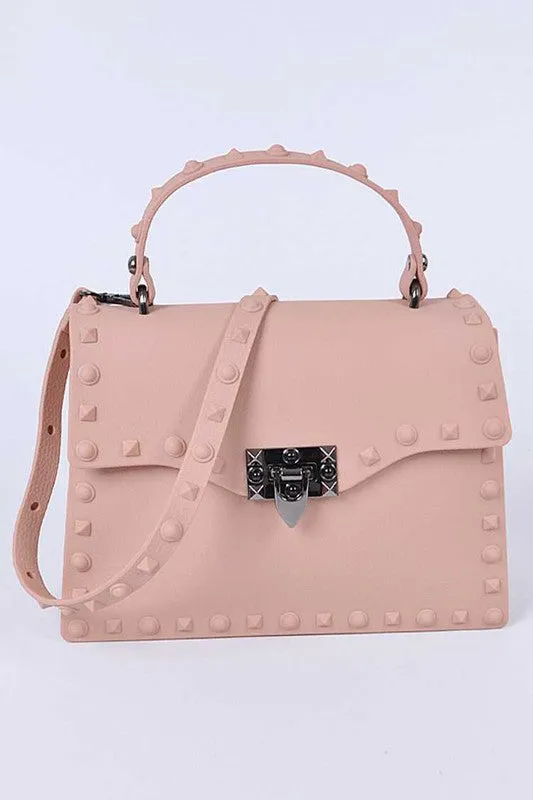 Orange Matte Finish Studded Convertible Jelly Bag
