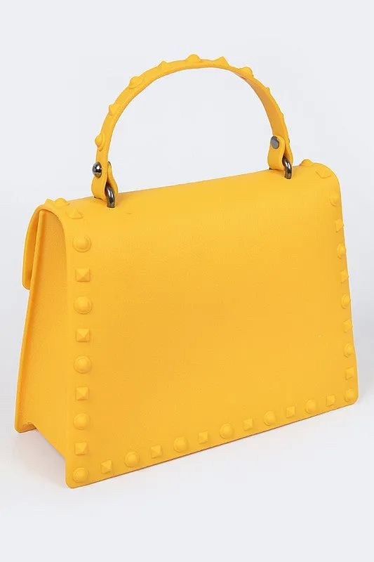 Orange Matte Finish Studded Convertible Jelly Bag