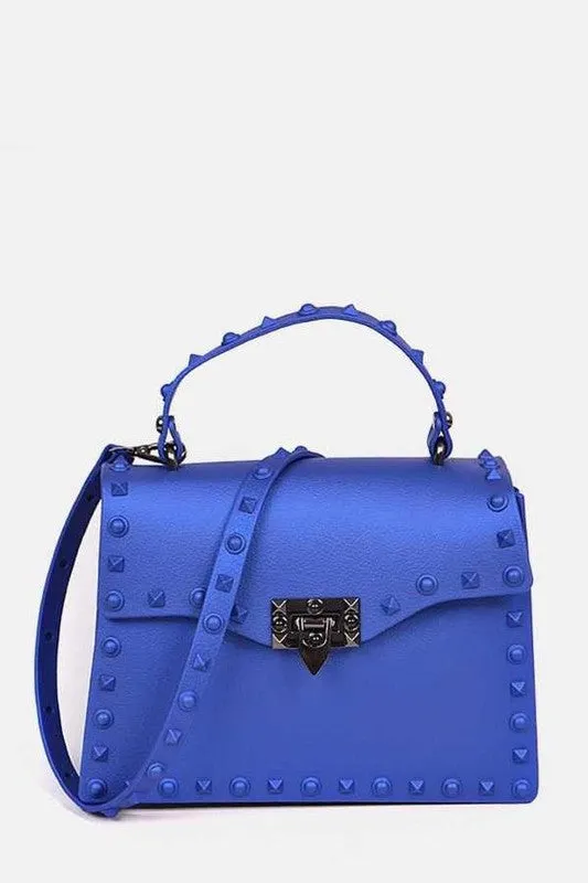 Orange Matte Finish Studded Convertible Jelly Bag