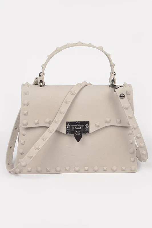 Orange Matte Finish Studded Convertible Jelly Bag
