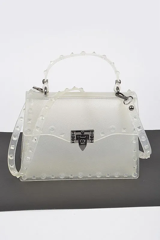 Orange Matte Finish Studded Convertible Jelly Bag