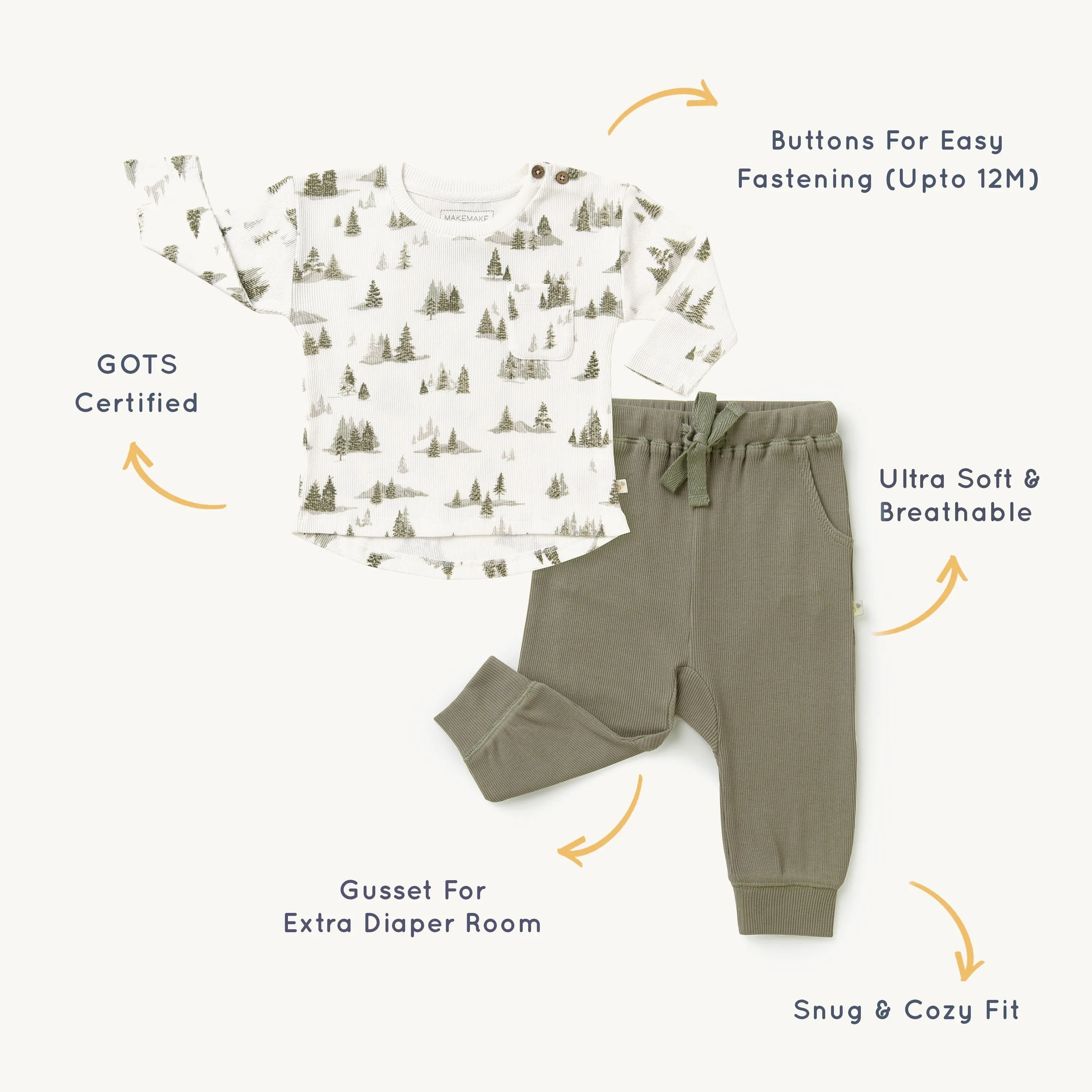 Organic Toddler T-shirt & Pant Set - Frosted Fir