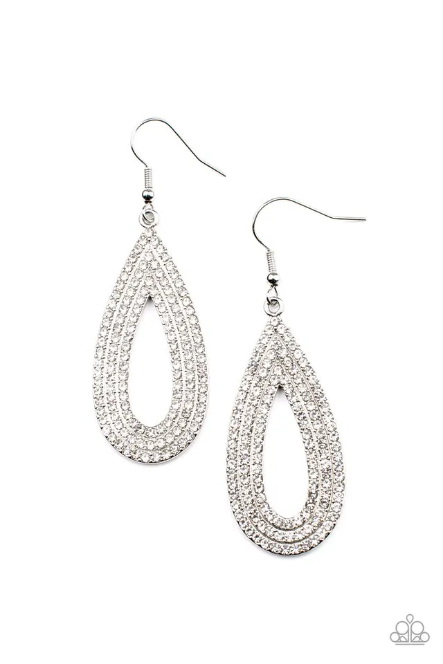 Paparazzi Earring ~ Exquisite Exaggeration - White