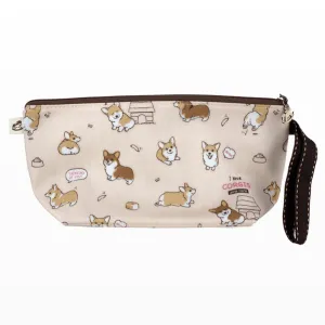 Peach Corgi Puppy Dumpling Cosmetic Bag