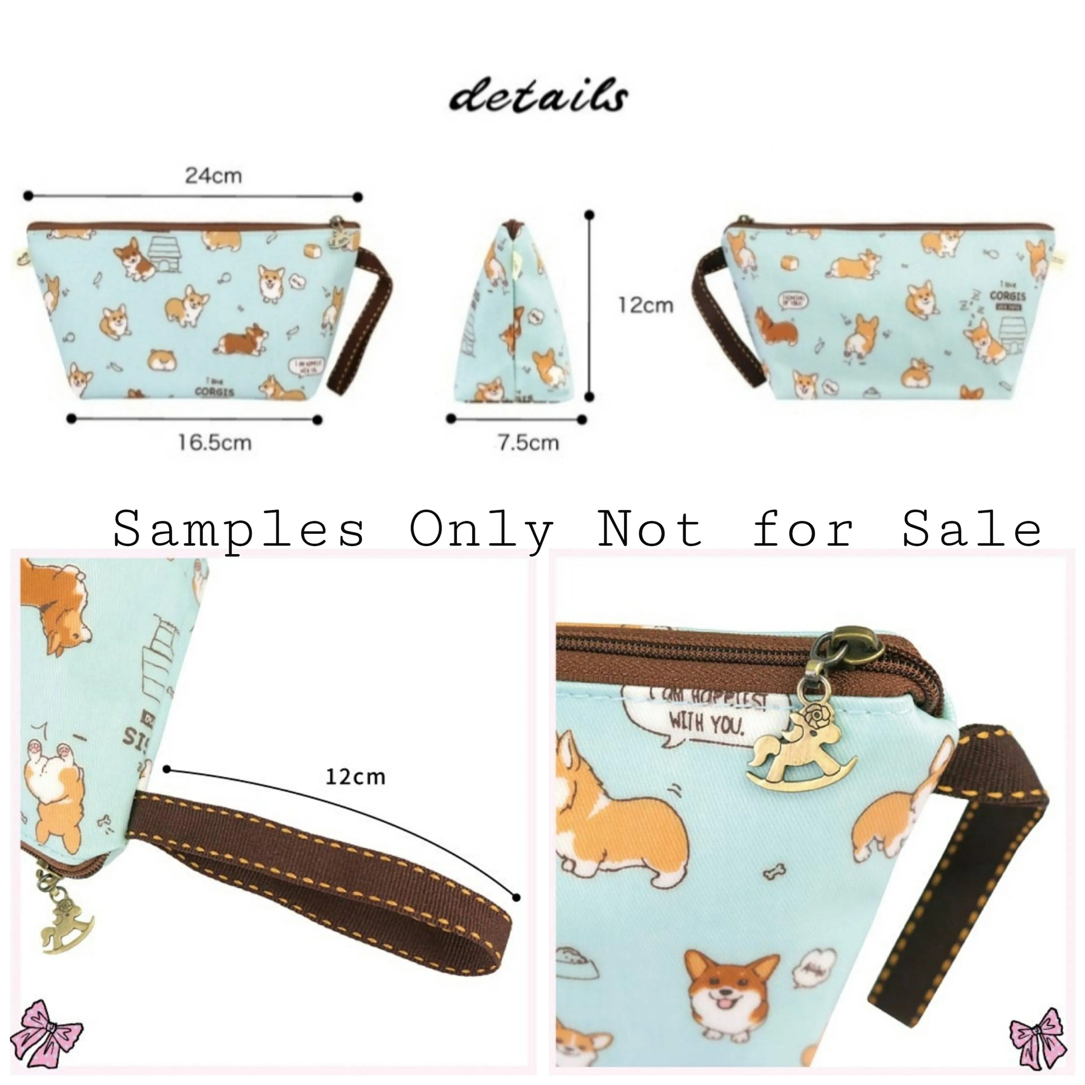 Peach Corgi Puppy Dumpling Cosmetic Bag