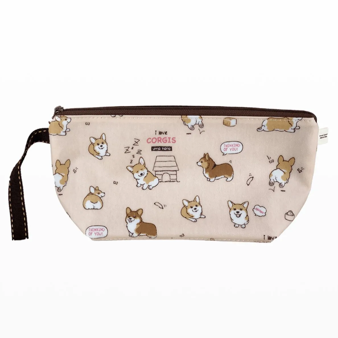 Peach Corgi Puppy Dumpling Cosmetic Bag