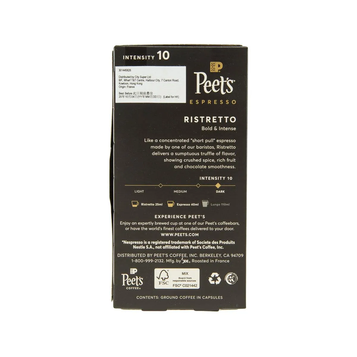 PEET'S Ristretto Espresso Capsules  (53g)