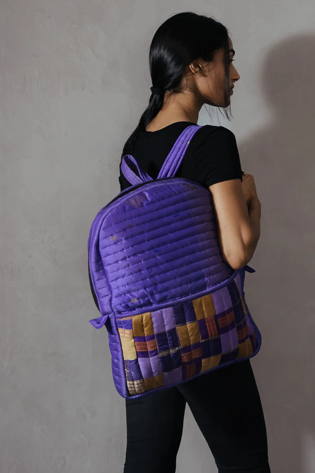Purple Godhadi Patchwork Silk Bag