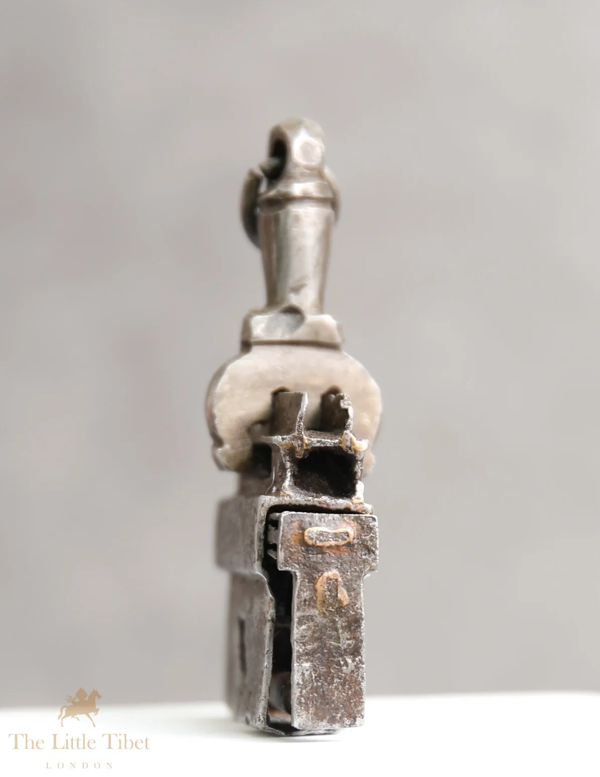 Rare 18th Century Tibetan Padlock &amp; Key - Antique Temple Slide-Key Lock