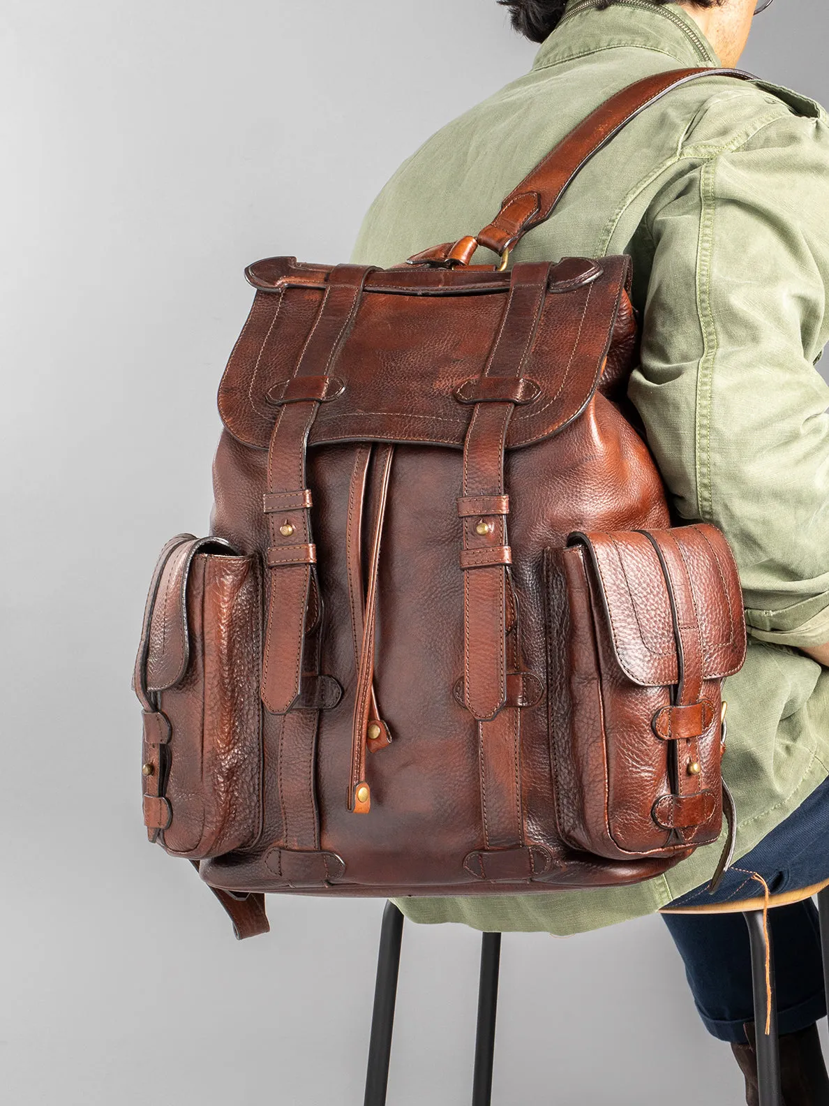 RARE 27 - Brown Leather Backpack