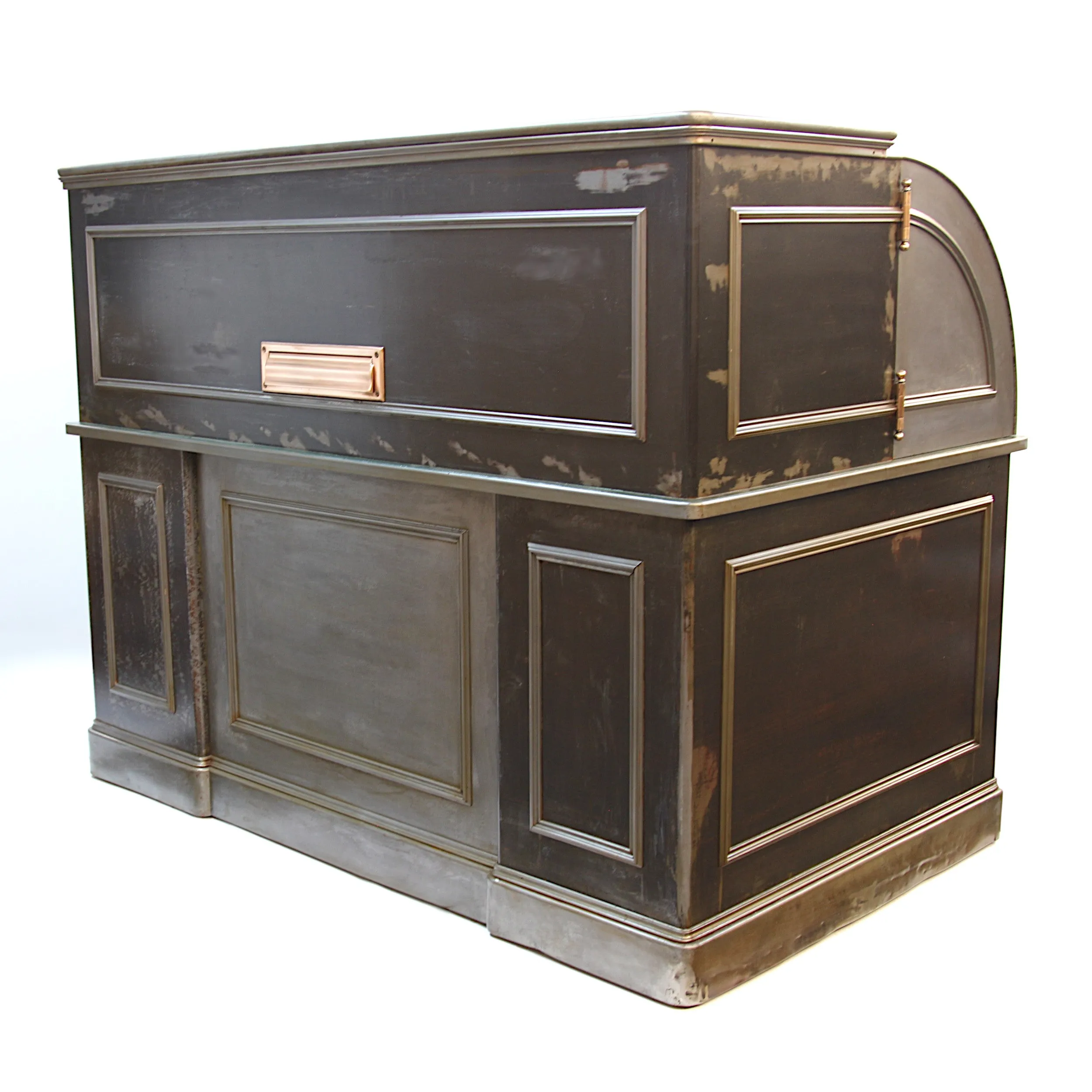Rare Vintage Industrial Steel Roll Top Desk by the Art Metal Construction Co.